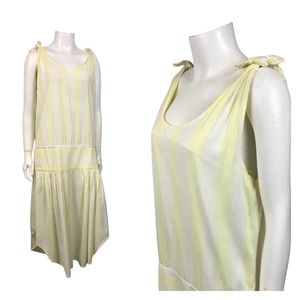 1980s Yellow Stripe Sleeveless Dress Made in India / Women’s Large